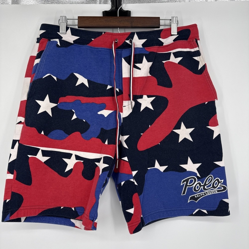 Polo Ralph Lauren Performance Shorts Mens XL Red White Blue Camo Patriotic